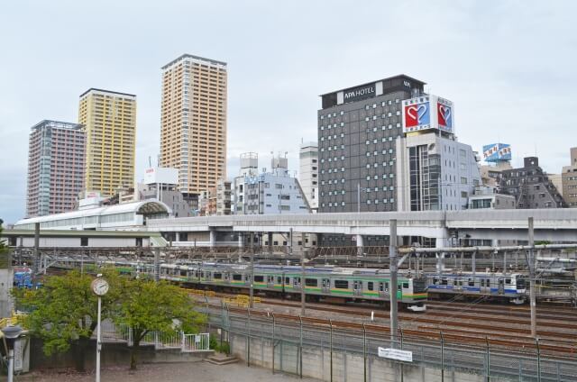 日暮里駅（山手線・常磐線）と町並景観